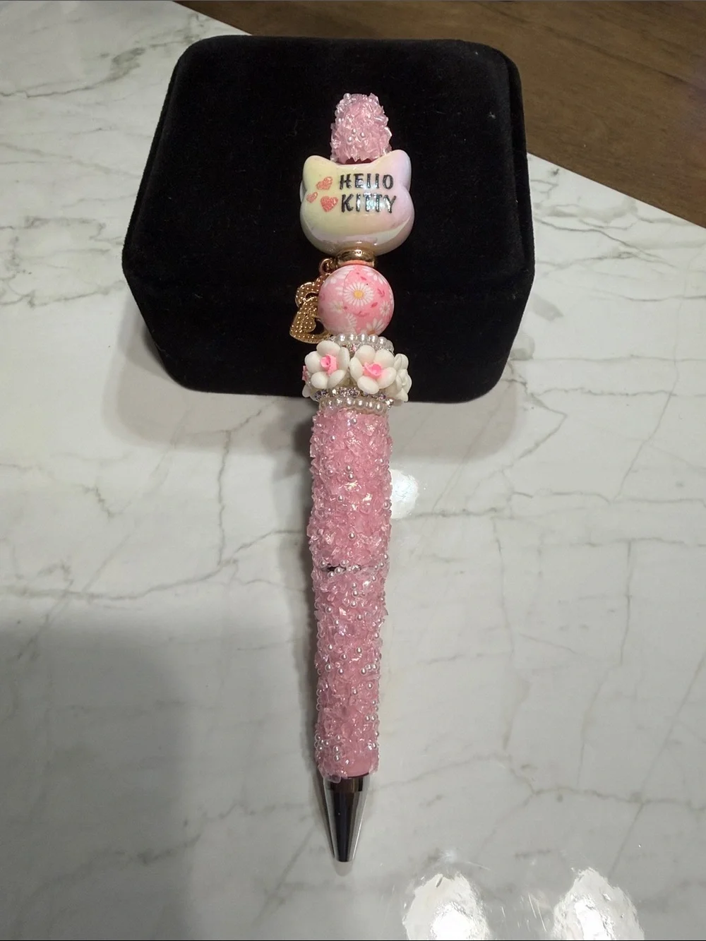 Pink Crystal Bead Hello Kitty Decorative Women’s Pen - Cute heart Charm